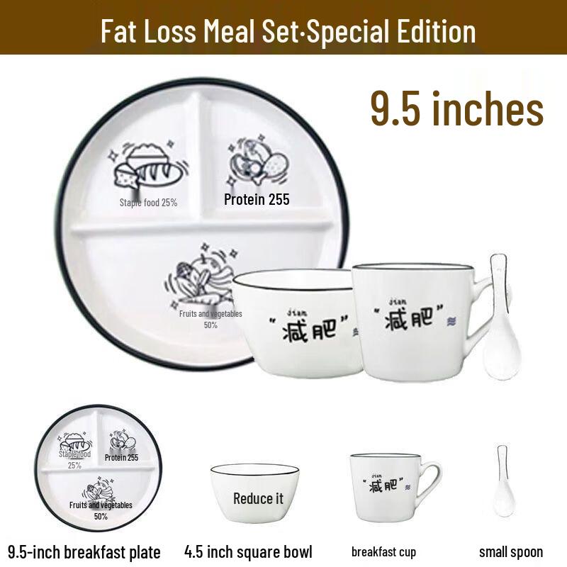 Prato de Refeição Cerâmico Nierxin com 3 Compartimentos para Controle de Porções