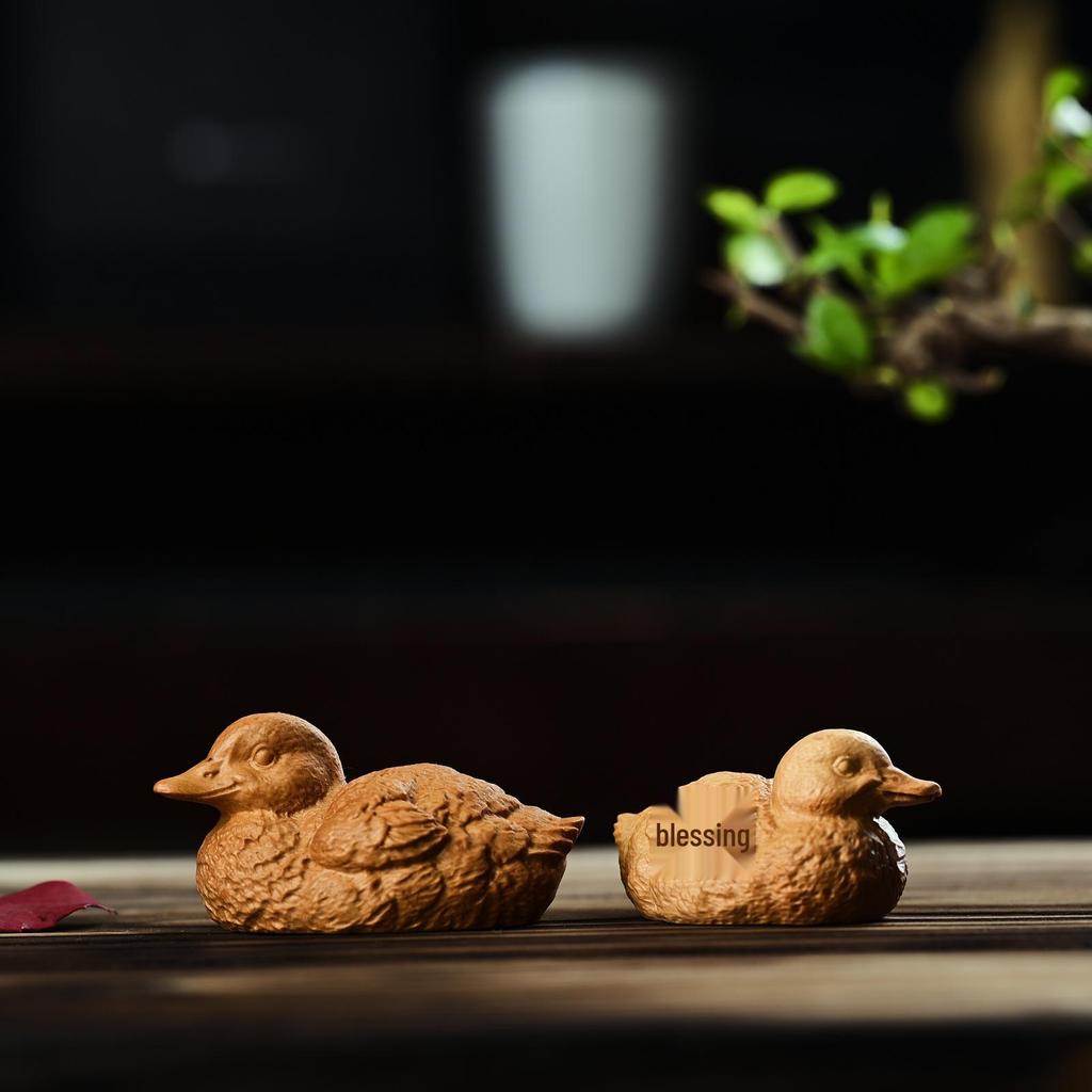 Hand-Carved Middle Finger Yellow Duck Desktop Ornament