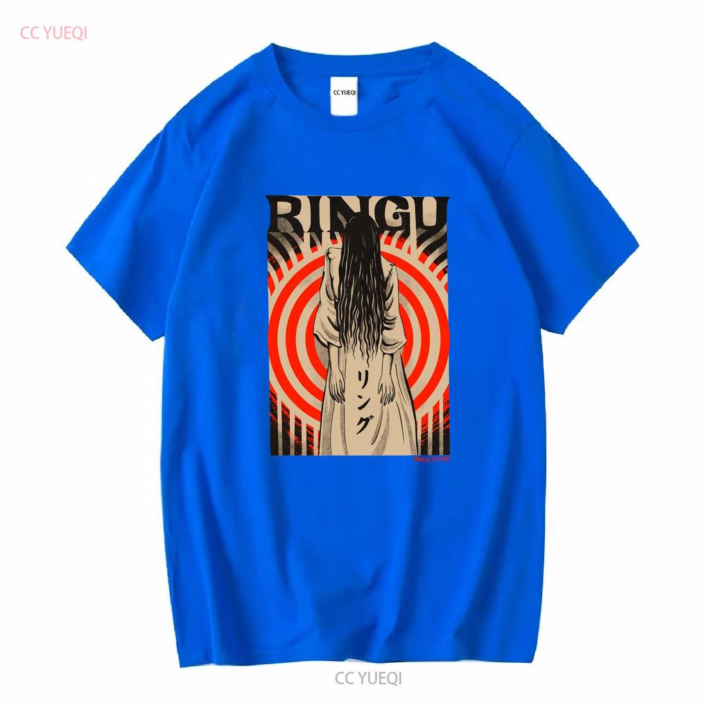 PREMIUM QUALITÄT Ringu Der Ring Sadako Samara Illustriertes T-Shirt Lang- oder Kurzarm Vintage Gewaschen Leicht Vielseitig Unisex