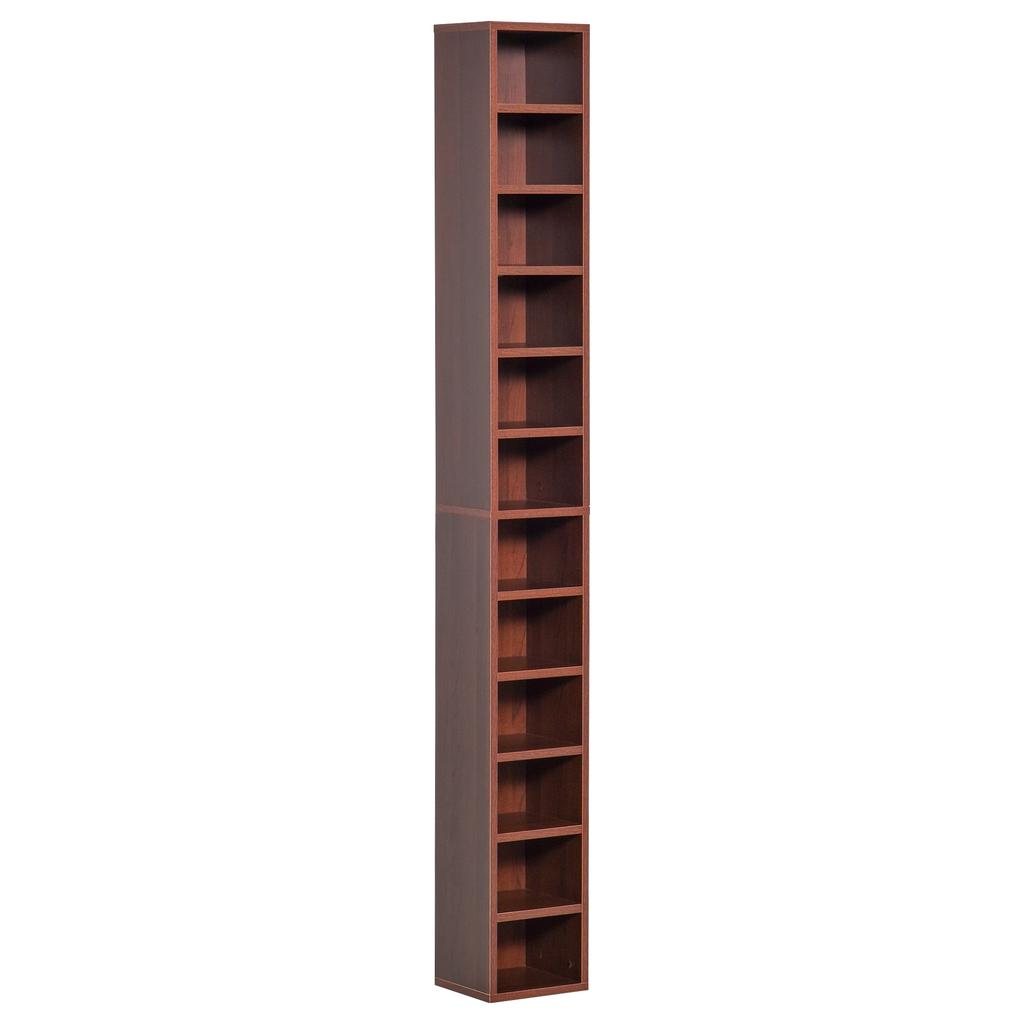 Almacenamiento de CD y DVD, Estantería Columna de Almacenamiento, Armario de Almacenamiento con 12 Compartimentos, Máx. Capacidad 204 CDs, 21 x 20 x 175 cm, Marrón