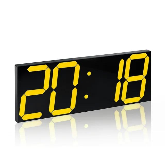 

Настенные часы с пультом управления для гостиной с современной простой атмосферой, декоративные часы, большие цифровые светодиодные электронные часы на стену жёлтый