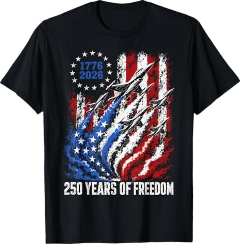 250 Years 1776-2026 Fighter Jets USA Flag 250th 4th of July T-Shirt