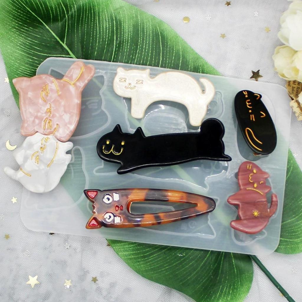 3PCS Hair Clip Silicone Mold Homemade Personalized Diy Hair Clip Star Flower Cat Hair Clip Mold Drip Glue Mold