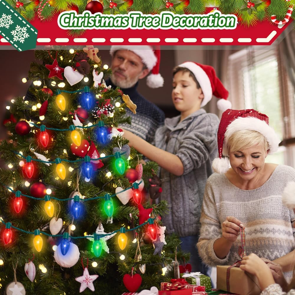 Christmas Necklace Toys for Kids, Light up Falshing LED Light Necklace with Bulbs for Adults, Ugly Xmas Birthday Wedding Rave Carnival New Year