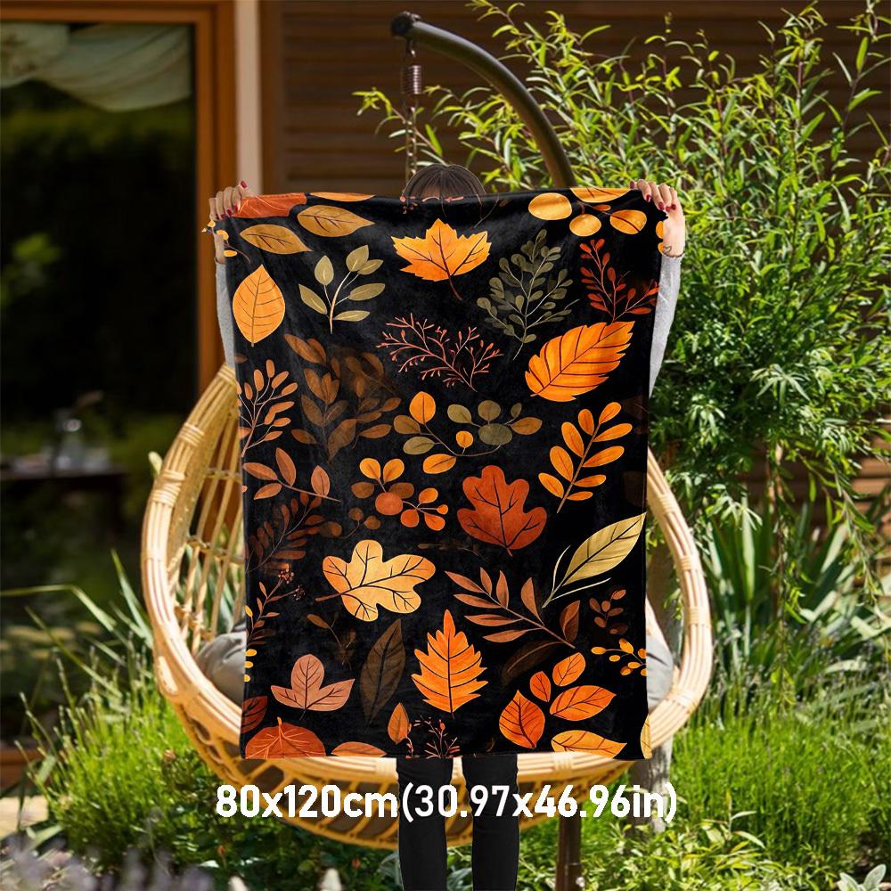 

1PC Autumn LeavesOutdoor Flannel Blanket - Soft Plush Decor for Picnics, camping, Bedroom, Playroom, Office, or Lunch Break 1362A 80x120cm(31x47inch)