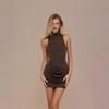 2026 Spring/Summer European & American Women's Solid Color Sleeveless Glitter Slim-Fit Short Dress