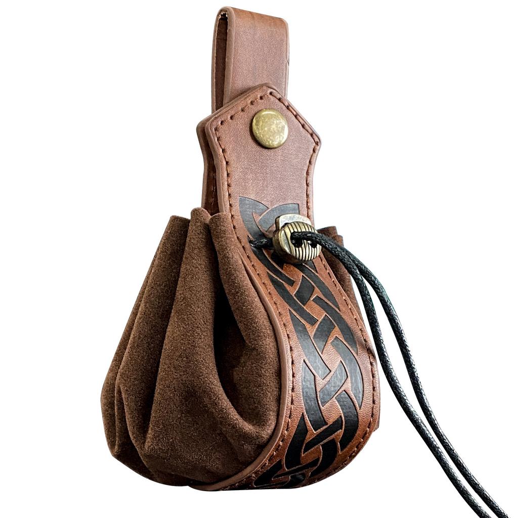 Medieval Embossed Waist Belt Bag Set for Men Women Vintage Knights Costume Circular Waistband Coin Purse Cosplay Decors