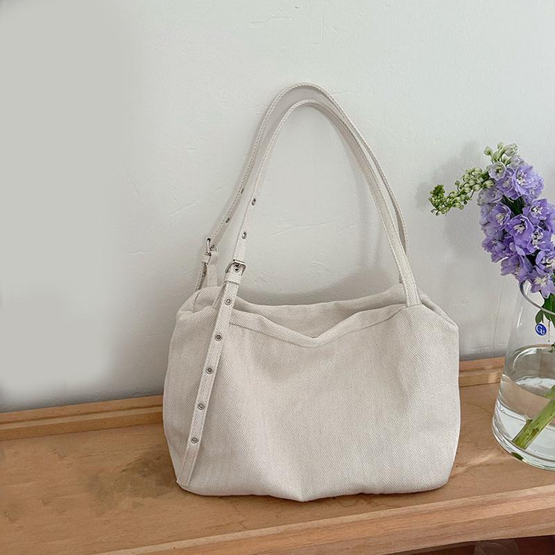 Lazy Style Large Capacity Canvas Tote Bag New College Student Class Bag Commuting Shoulder Crossbody Bag for Women