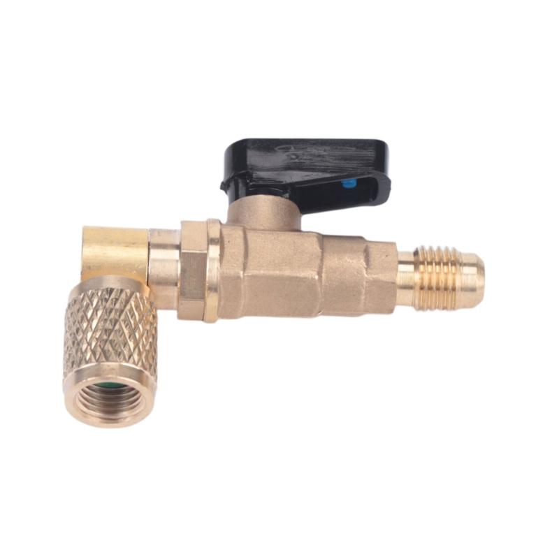 Brass 90 Degree R22 Ball Valves Shut-off Flows Control for Refrigerator & AC Charging Compact Valves for Refrigeration Repair