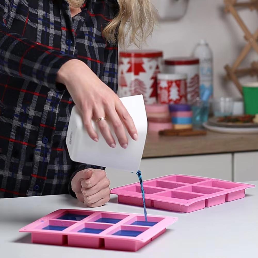 1-2 Pieces Silicone Soap Mould, Rectangular Silicone Mould, 6 Cavity Rectangular Soap Mould, Rectangular Soap Mould for DIY Soap