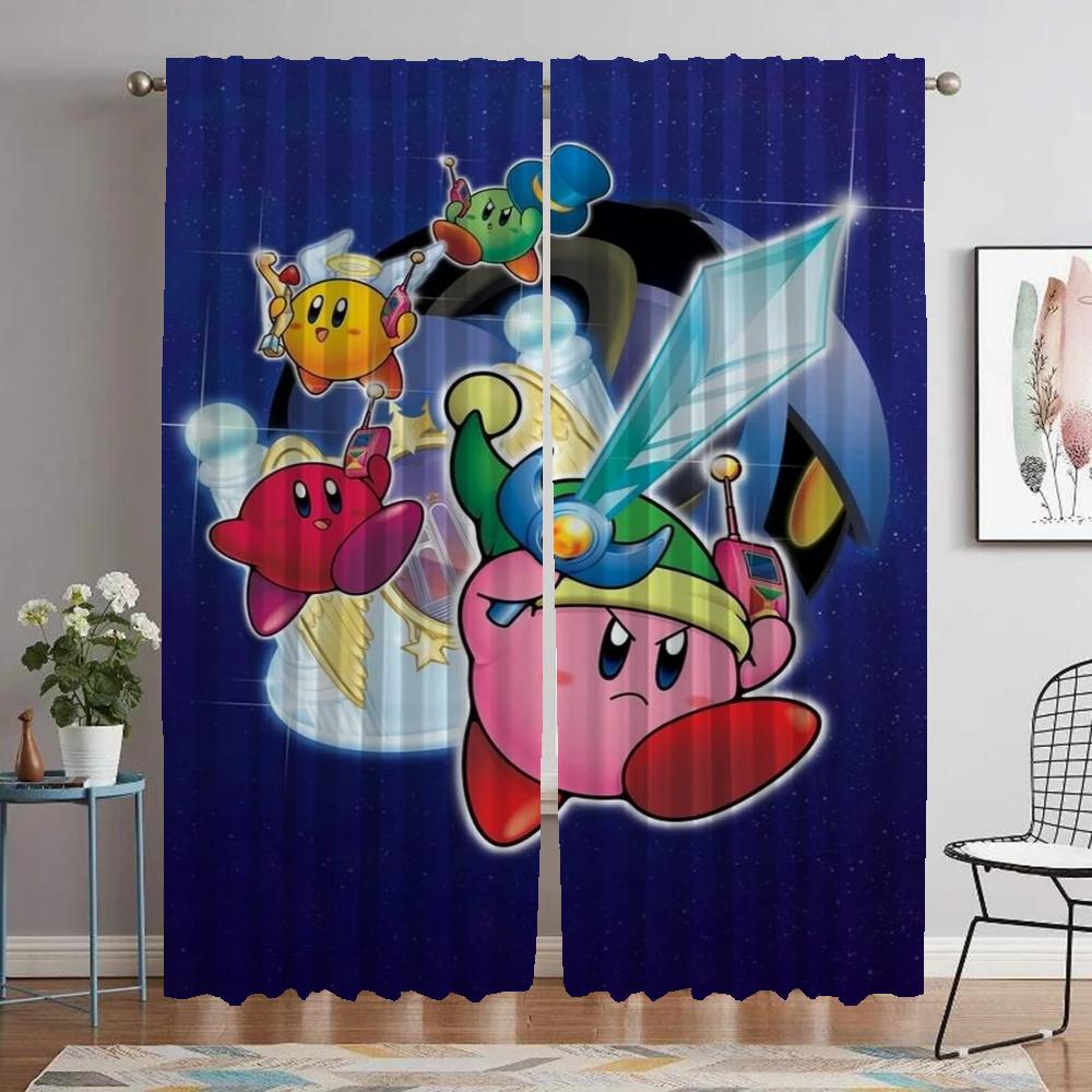 Partition Kirbys Blackout Curtain for Room 2 Panel Curtains for Bedroom Halloween Decoration Shades Home Interior Curtains Child