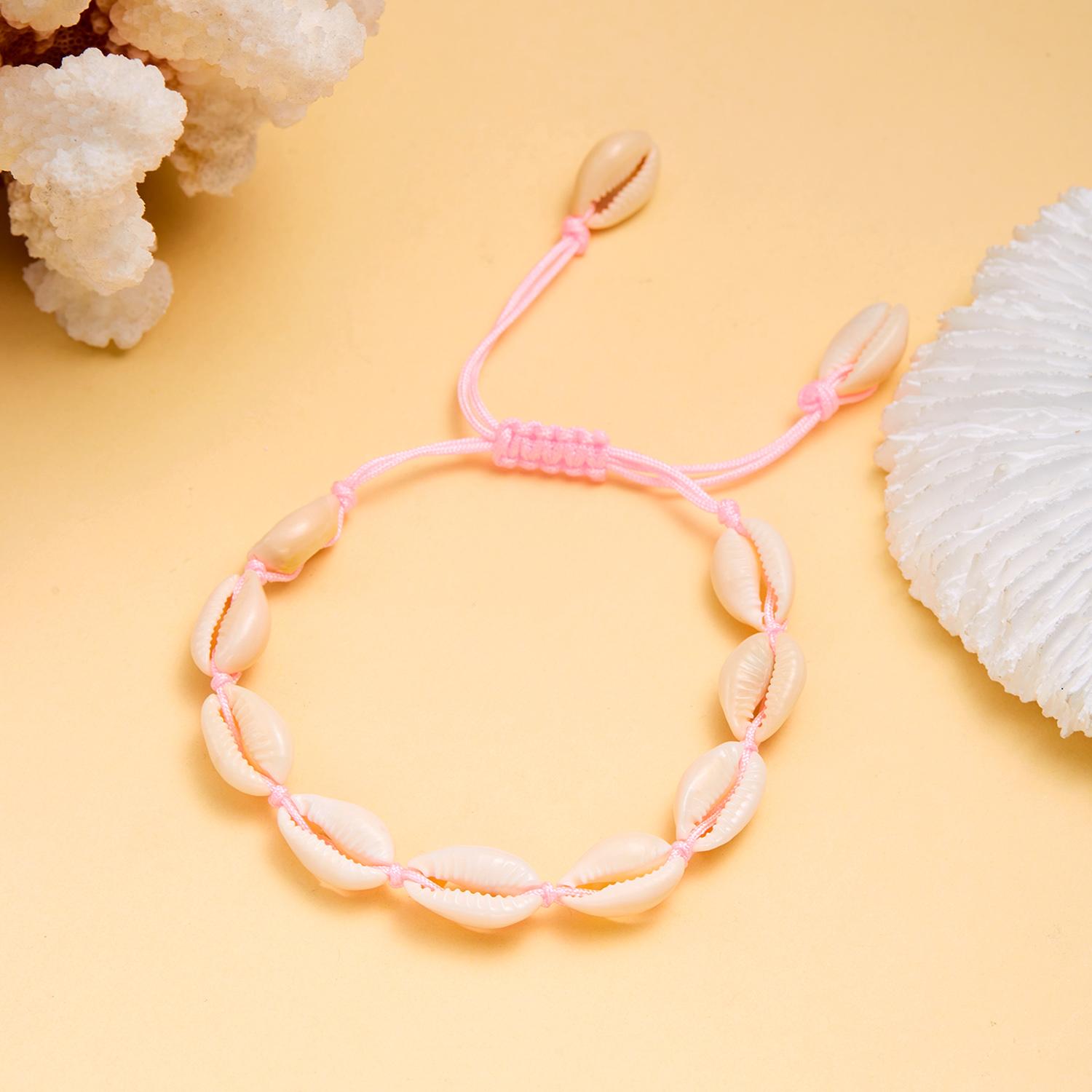 Bohemian Cowrie Shell Surfer Bracelet for Women Handmade Woven Rope Adjustable Macrame Hand Chain Summer Beach Jewelry