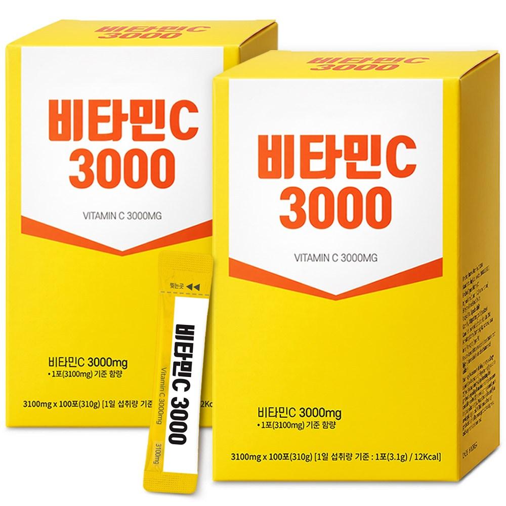 Nokgipscho Vitamin C 3000 / Easy-to-Eat Lemon Flavor (100 Packets) 310g 2 Boxes