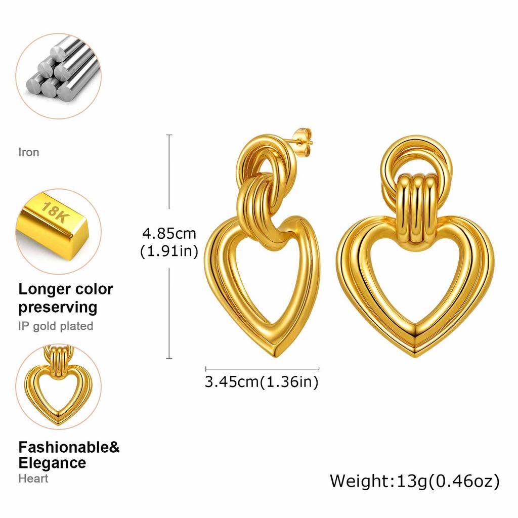 Knot Stud Earrings, Link Circle Geometri Chunky Earrings for Women, Gold Plated Knot Love Jewelry