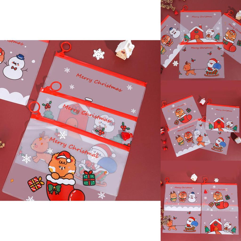 Festive Waterproof Pencil Pouch With Lovely Christmas Patterns For Student Supplies