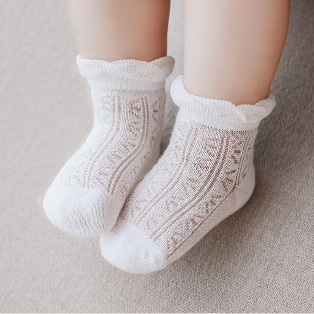4Pairs Cotton Baby Ruffle Socks Hollow Toddle Short Socks Cute Kids Mesh Tube Socks  First Walkers