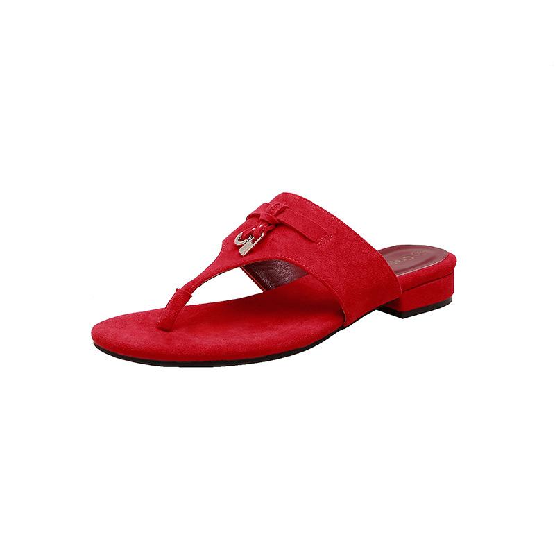 Grape mother of the same style, European and American fashion herringbone with tassel, versatile low-heeled cool slippers, women's sandals, seas