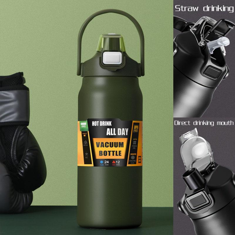 

Термобутылка из нержавеющей стали 2,5 л, большая емкость, термокружка для воды, портативная, 2500 мл, термос, изолированная чашка, стакан 2 л, 84 унции 1200ml зелёный