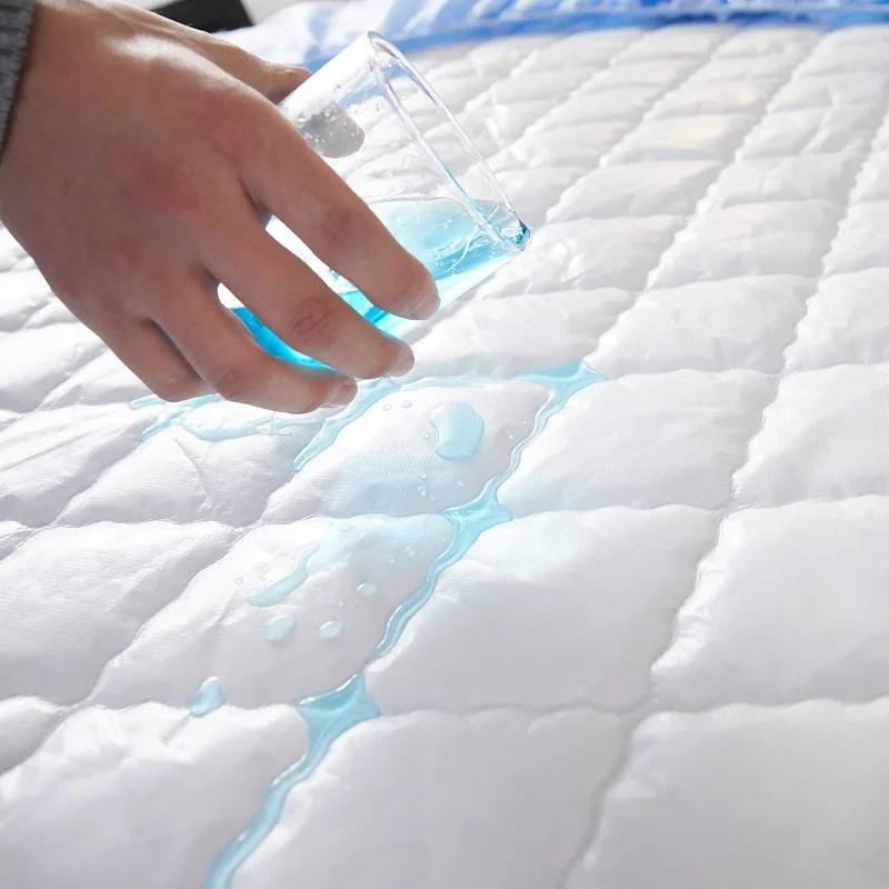 100% Waterproof Bed Fitted Bed Sheet Anti-mite and Anti-bacterial Mattress Protector Soft Breathable Mattress Cover Washable