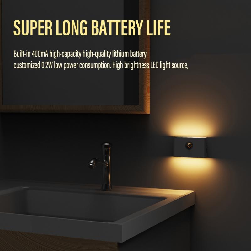 1pcs LED Induction Night Light Wireless USB Charging Human Body Induction Wall Light Bedroom Corridor Cabinet Bathroom Night Light