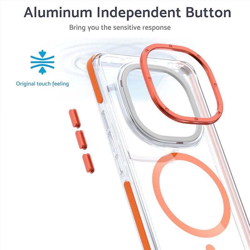 Applicable To Redmi 15C Transparent Magnetic Ring Mobile Phone Case Xiaomi 15 Ultra Independent Button Two-color Color Color Protective Case