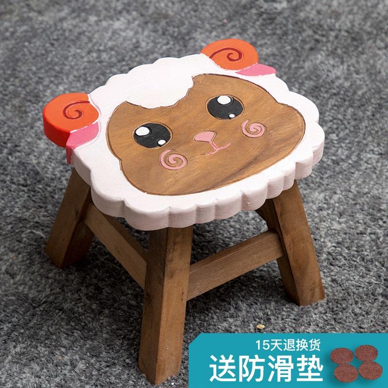 Solid Wood Kids Chair Cute Cartoon Small Stool Multifunctional Household Low Wooden Bench Creative Baby Seat For Living Room Entrance