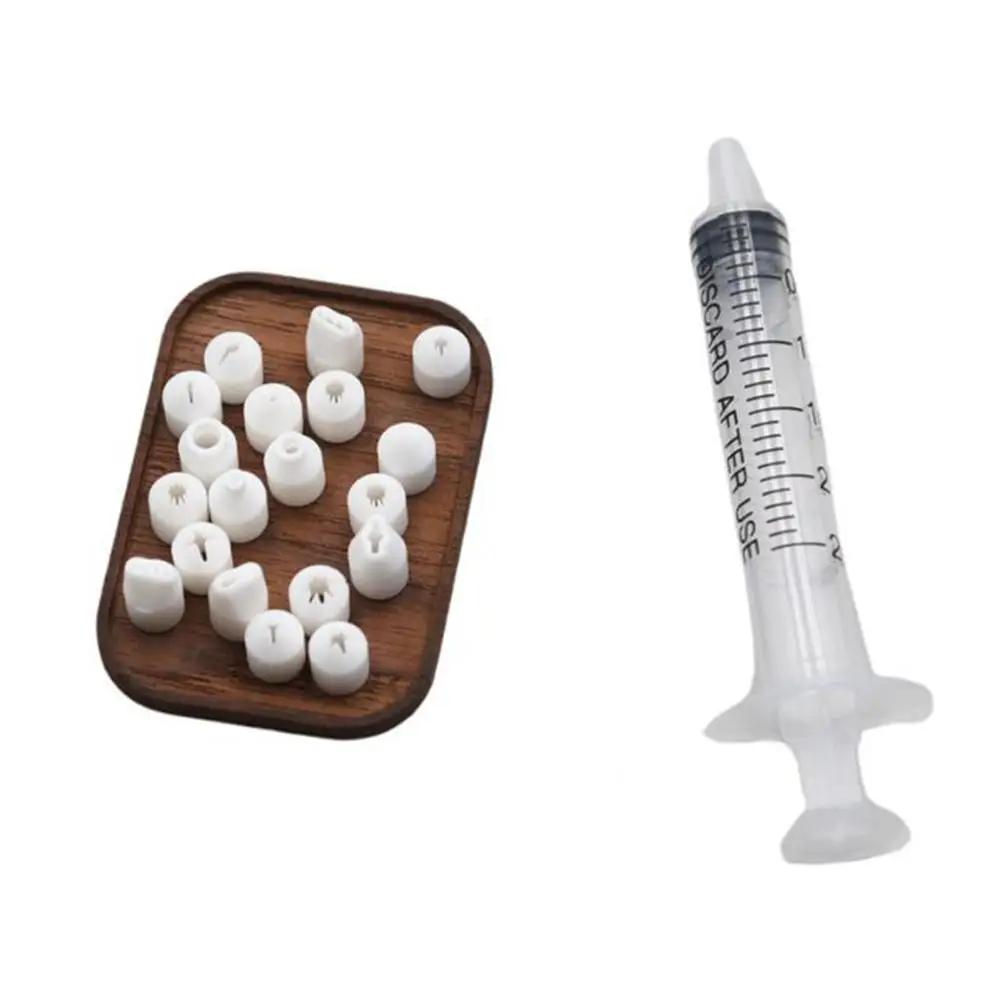 19Pcs DIY Mini Cake Decoration Tip Cream Glue 3D Syringe Decoration Tip Cream Jam Play Cake Food Tip Making Soil Tool J5Y6