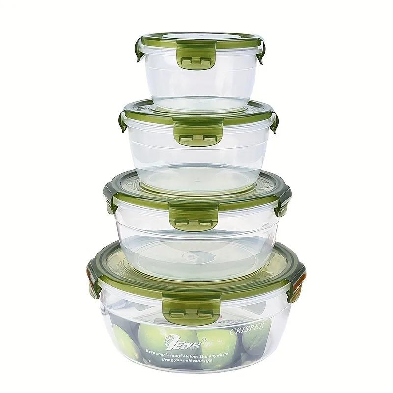 4Pcs/set Food Grade Fridge Organizer Food Storage Container Fresh Fruit Storage Box Snack Sealed Jar Lunch Box Kitchen Organizer