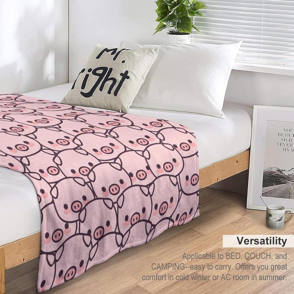 Pig Blanket Gifts Flannel Fleece Throw Blanket Soft for Girls Boys Adults Lightweight Comfortable Warm Cute Pig Themed Blanket