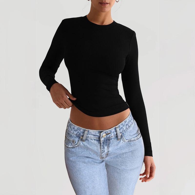 Women's Clothing Winter Y2K Slim Long Sleeve Top Tshirt