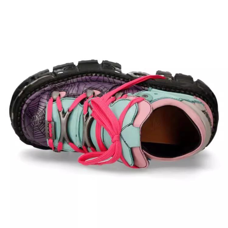 Móda 2024 NOVÝ Punkový Styl Dámské Boty Šněrovací výška podpatku Platformové Boty Dámské Gotické Kotníkové Rockové Boty Kovová Dekorace Dámské Tenisky