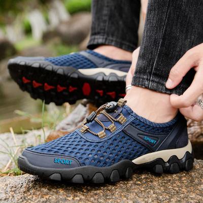 Men's Shoes Summer Trendy Shoes Outdoor Breathable Wading Shoes Hollow Mesh Soft-soled Hiking Shoes Men's Sports and Leisure Shoes Men