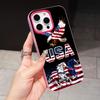 USA America Flag Jelly Double Layer Rose Red Mobile Phone Case for iPhone 17 16 15 14 13 12 11 Air Pro Max Plus Protective