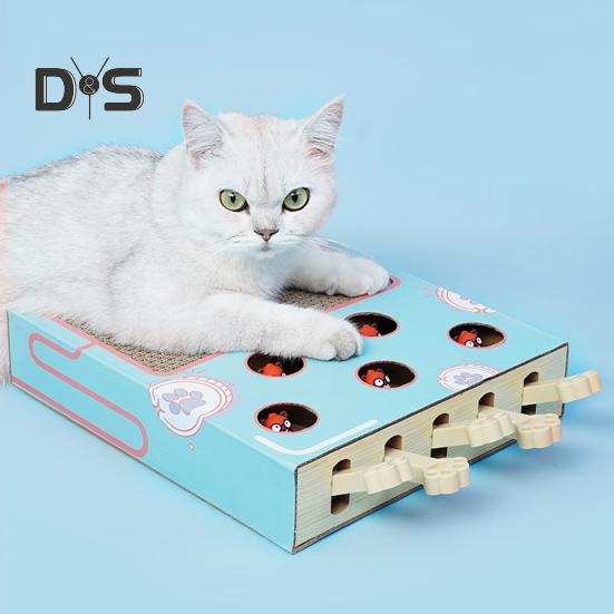 Jucărie pentru pisici Whack-a-Mole, 3 în 1, din carton, interactivă, cu zgârietură pentru pisici, cu Whack-a-Mole, pentru pisici de interior