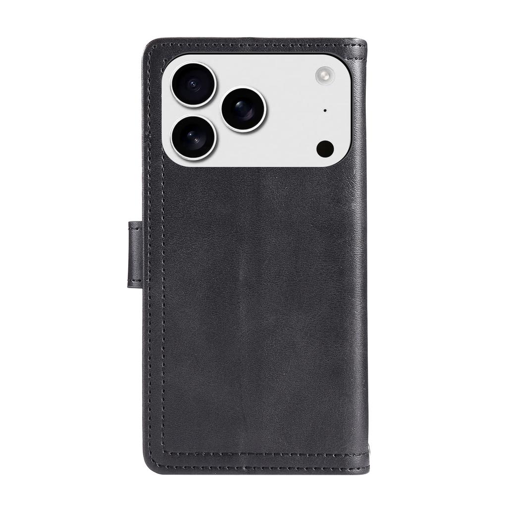 For iPhone 17 Pro Max Case Split Leather Magnetic Wallet Phone Protector with Wrist Strap