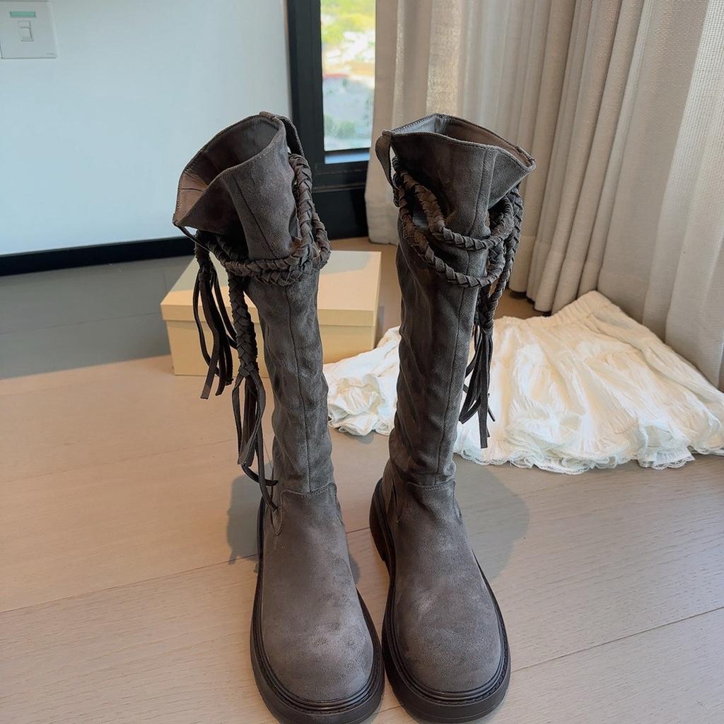 Tassel Platform High Boots Women's 2025 New Western Cowboy Boots Pile Boots Wasteland Wind Egyptian Boots.