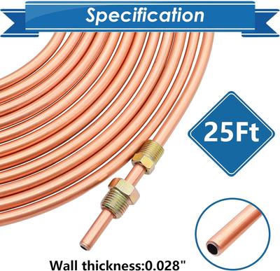 Automobile Parts: Brake Pipes, Brake Tubes, 3/16inch X 25 Ft,16 Accessories Golden Copper Coating 2PCS