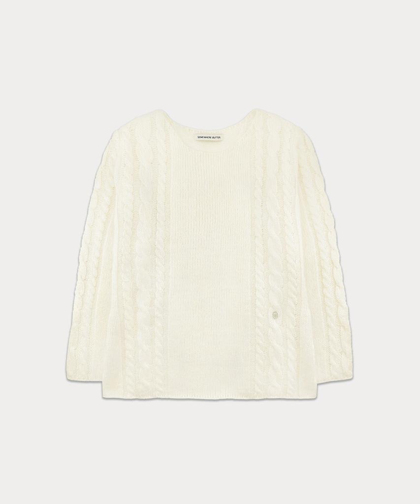 Sseomweeobeoteo Some Cable Long Sleeve Knit - Ivory