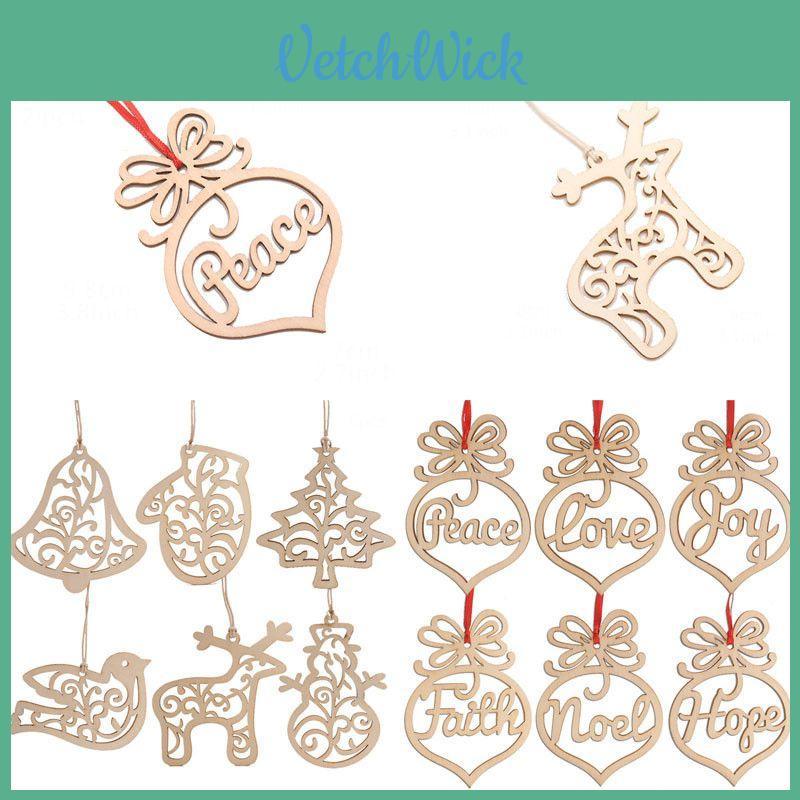6pcs Christmas Decoration Wooden Pendants Delightful Xmas Tree Hanging Ornaments For Diy