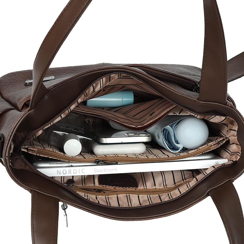 Women's PU Tote Bag Vintage Large Capacity Underarm Shoulder Bag Handbag
