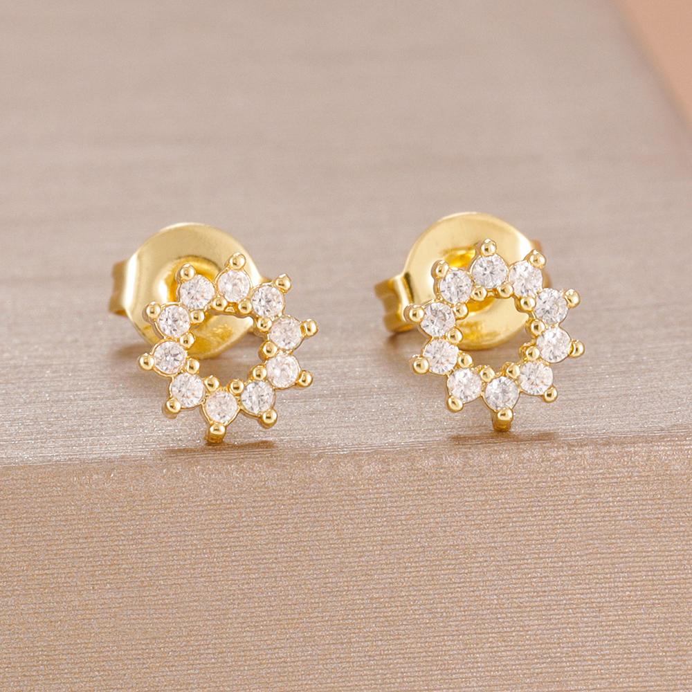 Vintage Fashion Zircon Star Hoop Earrings For Women French Design 14K Gold Plated Chain Earring Punk Cartilage Piercing Jewelry