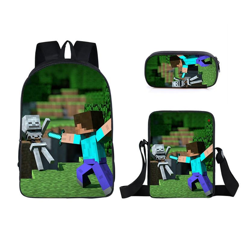 Minecraft Cartoon Game Character Printed Children Large Capacity Backpack