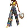 2025 Cross-Border Women's High Waist Color Print Wide-Leg Trousers - Casual, Comfortable, Spring/Autumn Wear