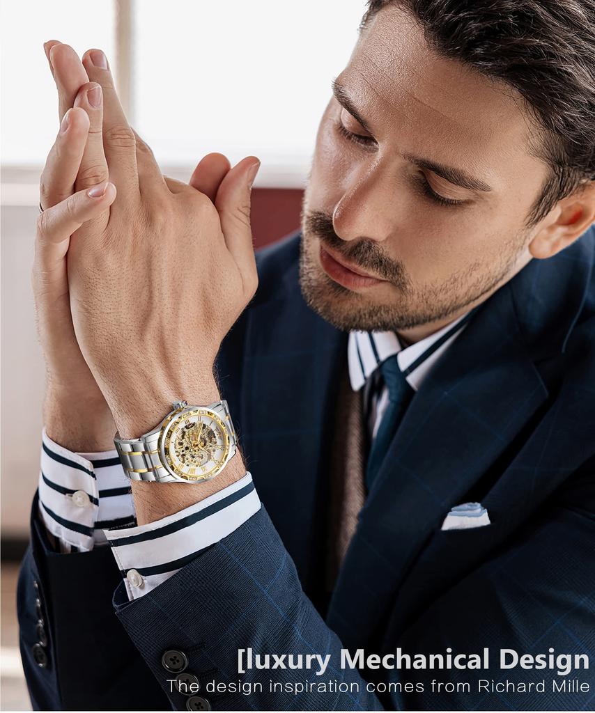 FORSINING Winner Retro Manual Skeleton Watch with Diamond Carving Flower Craft Roman Numerals Silver White Men