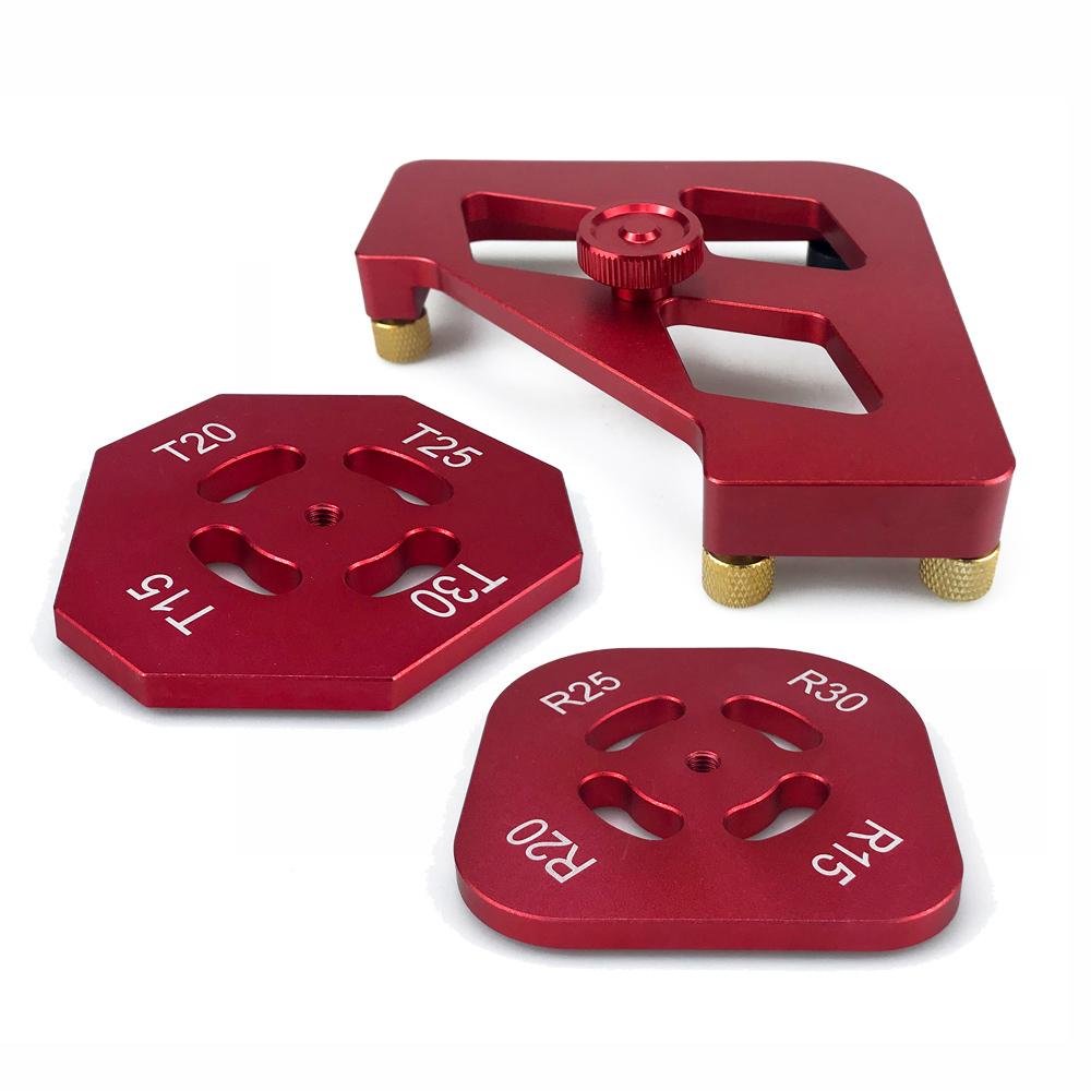 

Arc / T Corner Radius Quick Jig Router Trimming Corner Gauge Aluminum Alloy Angle Locator Template DIY Woodworking Tools Kit червоний
