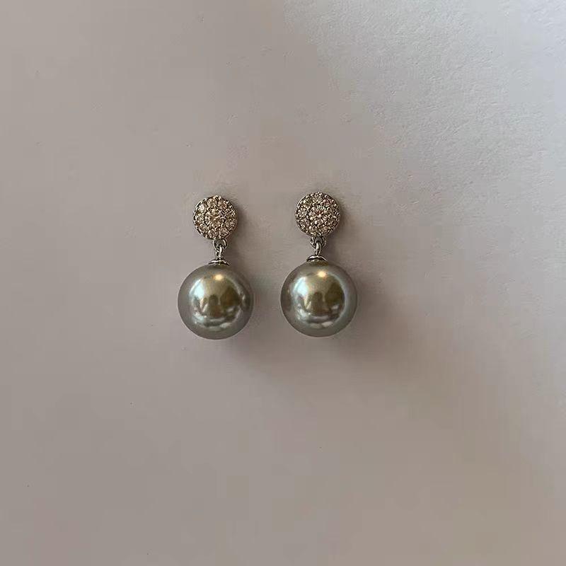 S925 sterling silver needle zircon pearl earrings women s light luxury exquisite stud earrings