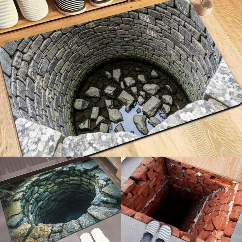 Absorpční rohožka s optickou iluzí 3D plochý koberec ke dveřím do ložnice Koupelnový koberec Domácí dekorace