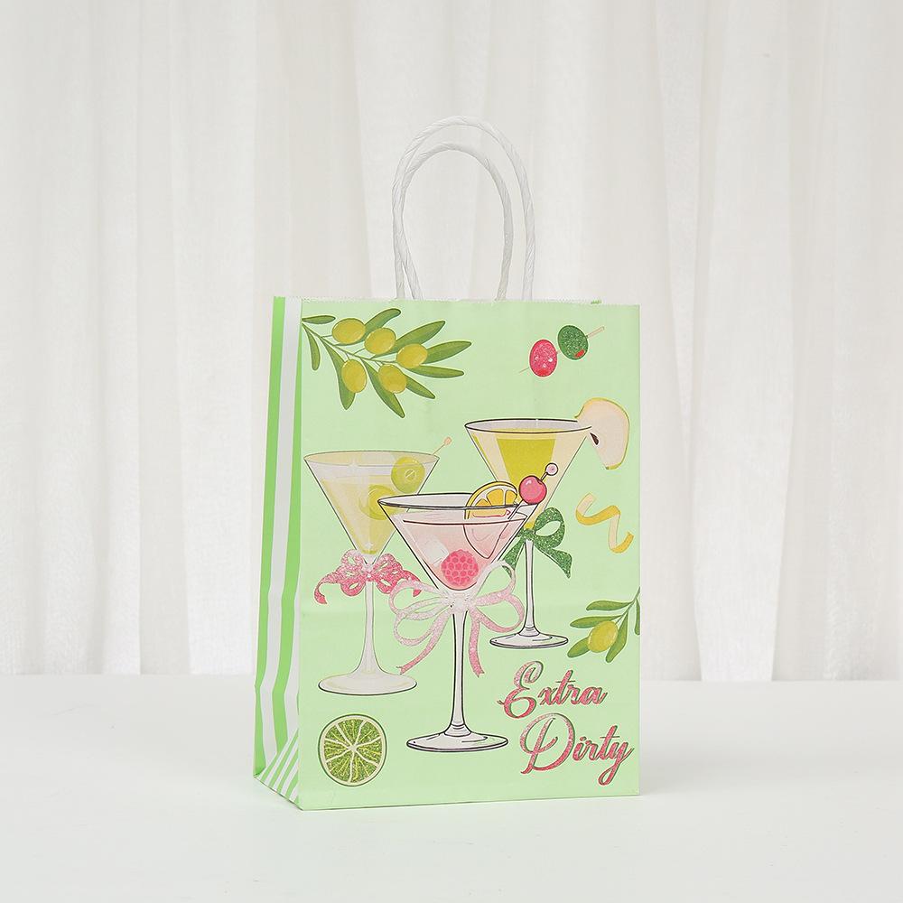 12/30 Stück Cocktail-Thema Kraftpapier-Tragetaschen Recycelbare Geschenktaschen für Junggesellinnenabschied Geburtstag Brautparty Gastgeschenke