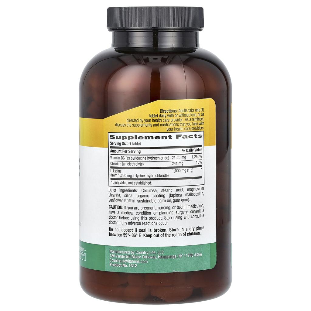 L-Lysine, 1000 Mg, 250 Tablets