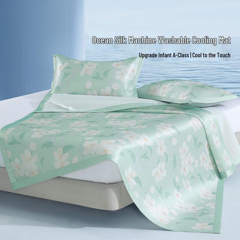 Mercury Home Textiles Wind Bathed Floral Ice Silk Cooling Mat Set